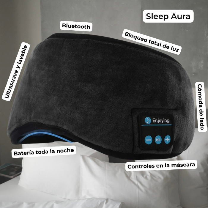Sleep Aura: Antifaz para Dormir Bluetooth, Cómodo y Ultraligero